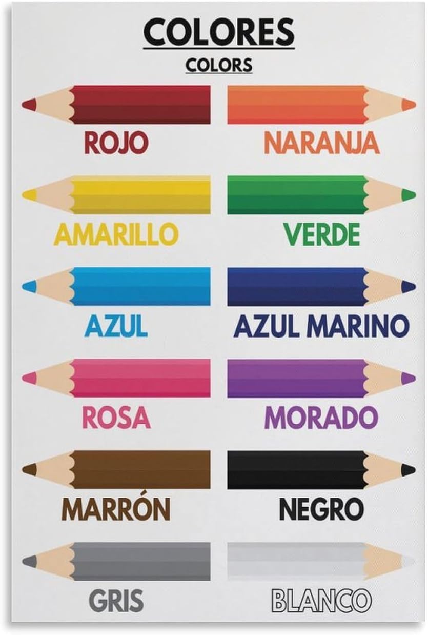 Kids Education Name - 1p, Kleurnamen voor kinderen, Spaanse taal,