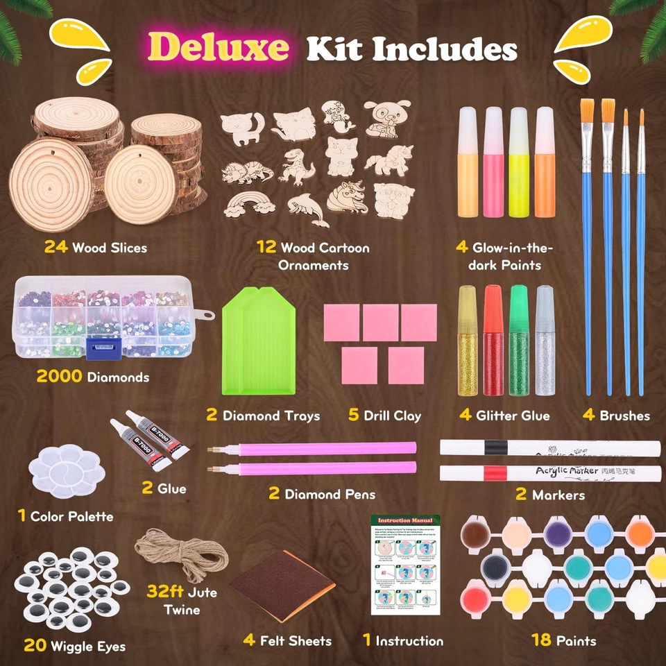 Kids Education Activities - Kinder Glow-in-the-dark houten schilderset, DIY onafgewerkte