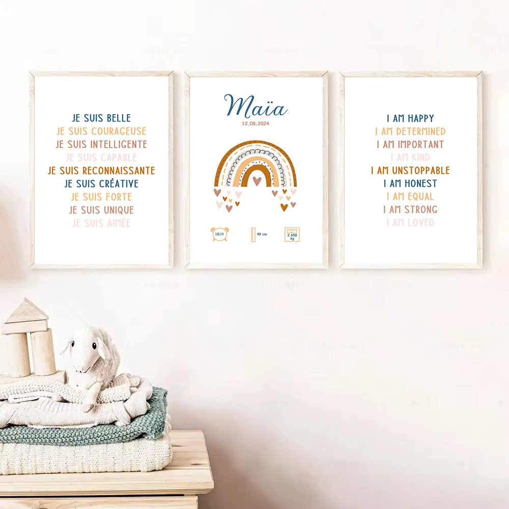 Kids Education Name - Aangepaste Baby Naam Geboorte Poster Educatieve