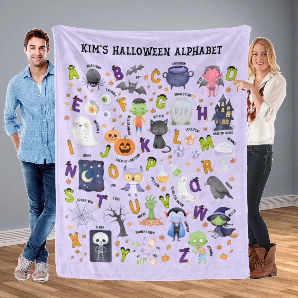 Kids Education Name - Aangepaste naam Halloween alfabet deken fleece
