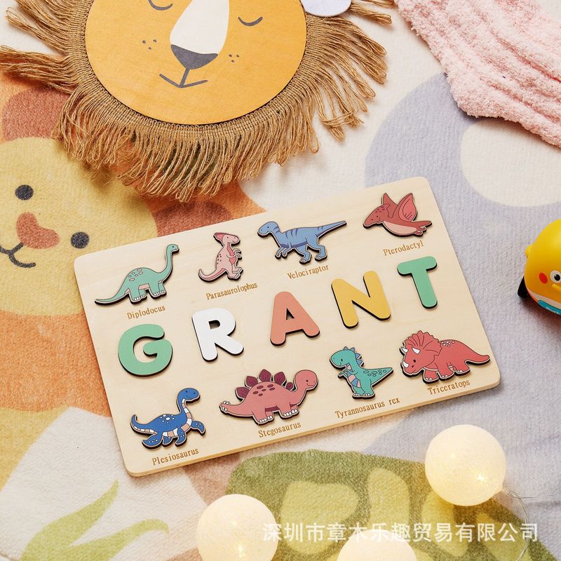Houten dinosaurusnaampuzzelbor - Kids Education Name recensie en prijs