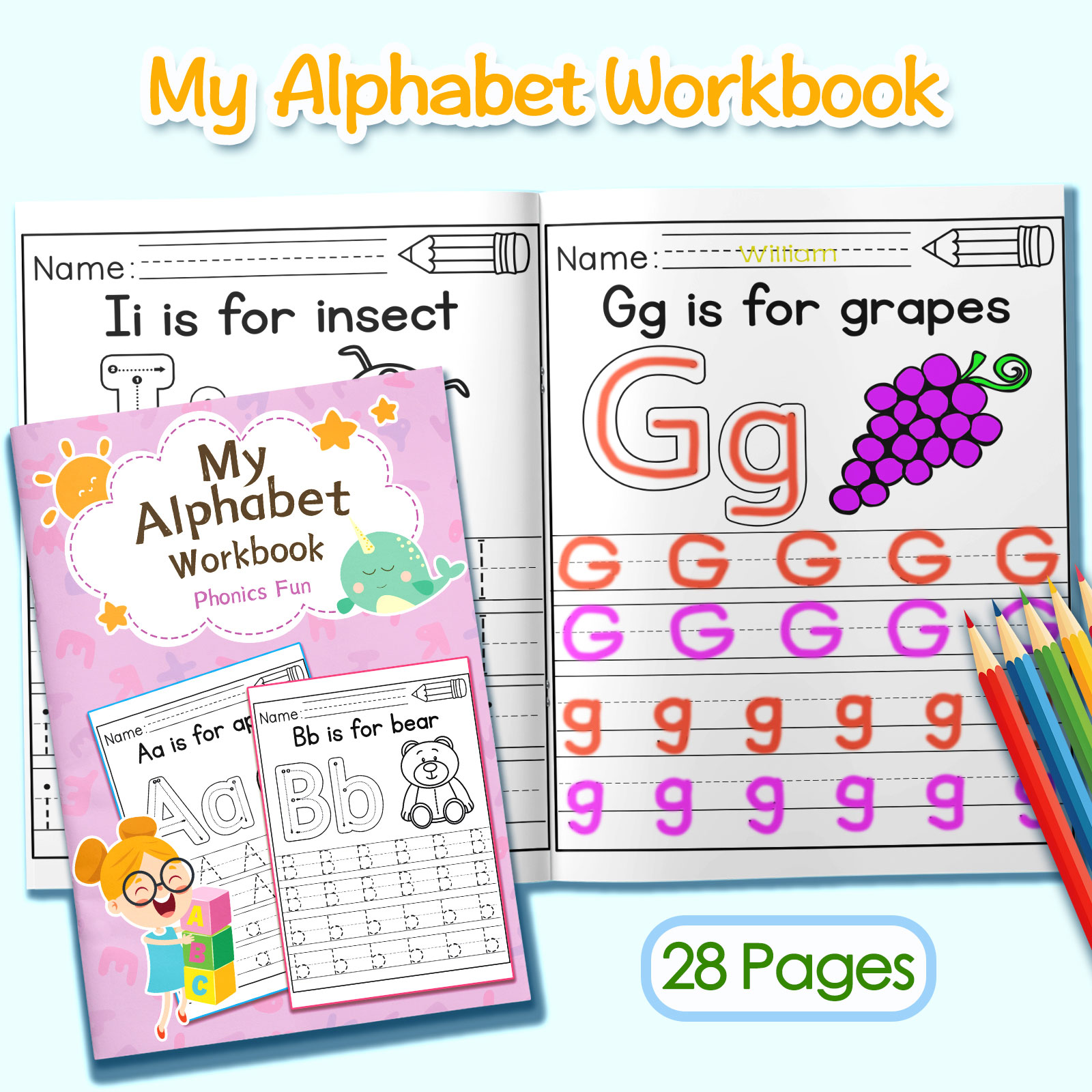 Kleurboek met alfabetwoorden e - Kids Education Activities recensie en prijs